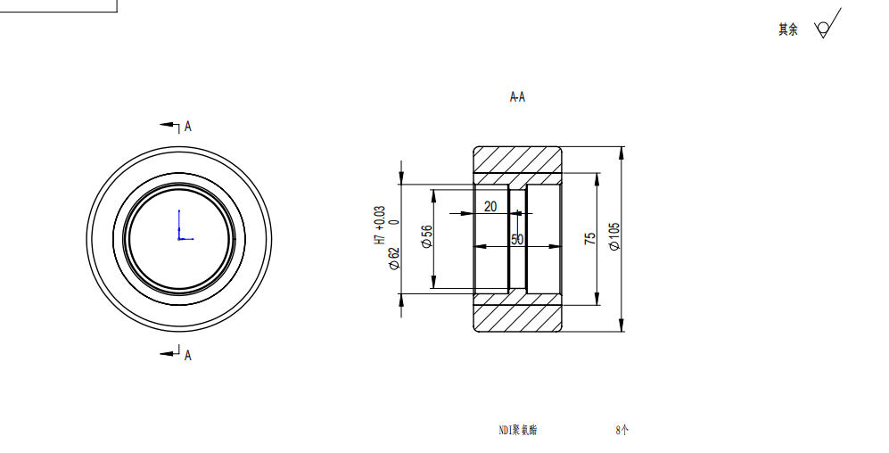 不锈钢轮芯聚氨酯包胶轮